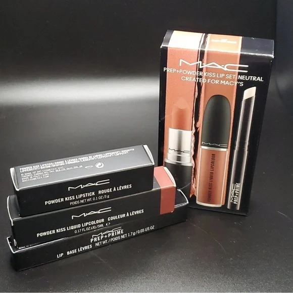NEW NWT, MAC Prep + Powder Kiss Lip 3 Piece Set : Neutral, Created for Macy’s - Picture 1 of 7